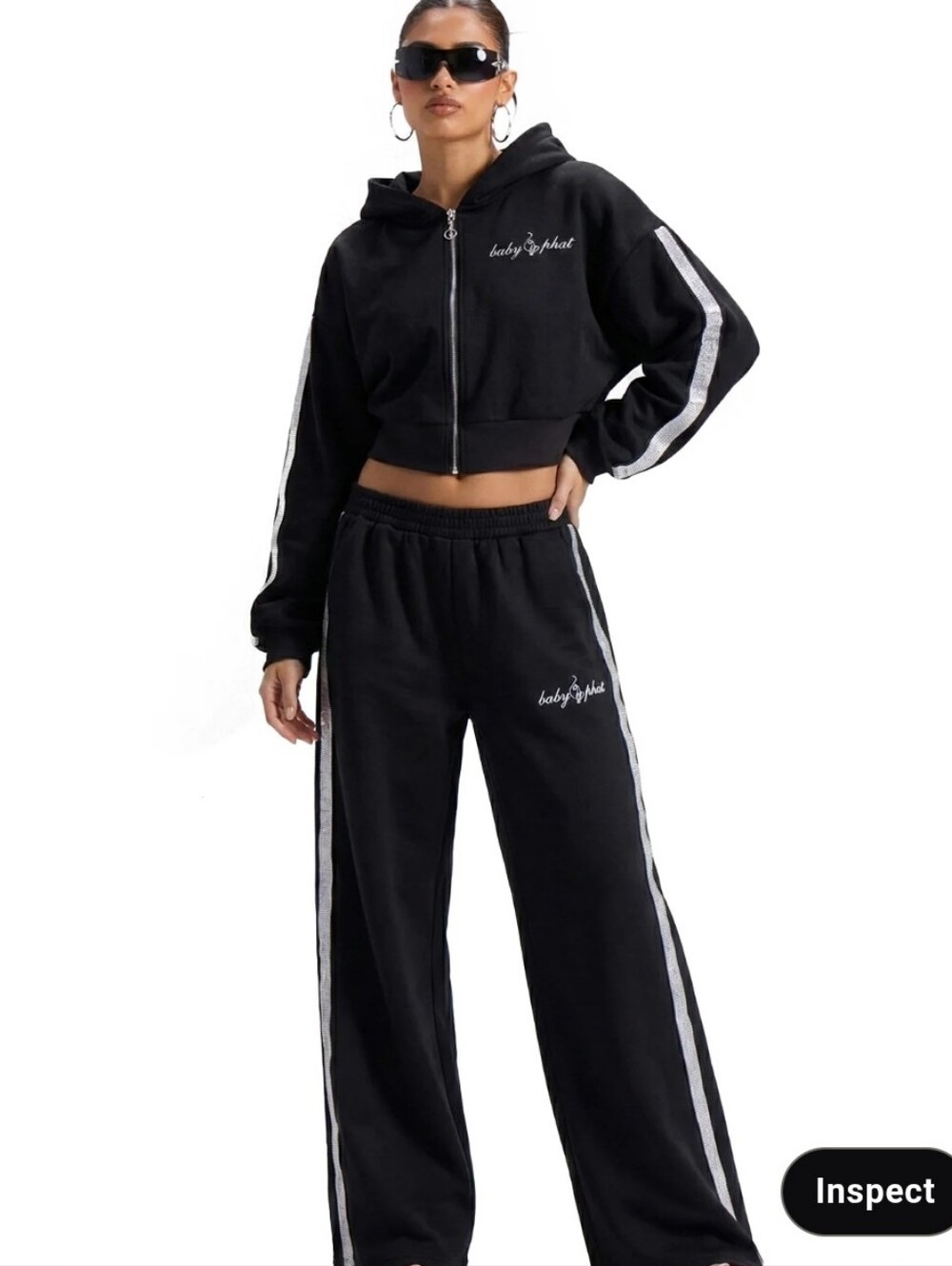 Baby Phat Black Cropped Zip Hoodie